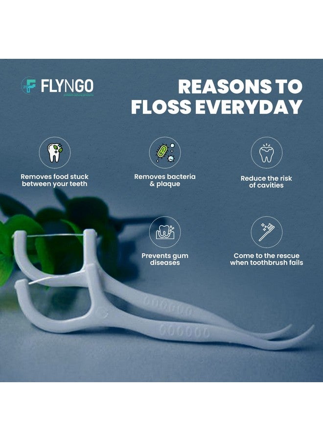 FLYNGO مجموعة فلينجو 3 في 1 لتنظيف الأسنان خيوط تنظيف الأسنان أعواد أسنان بلاستيكية لأسنان نظيفة وتنفس منعش ولثة صحية، مجموعة 50 قطعة (أبيض) - Image 5