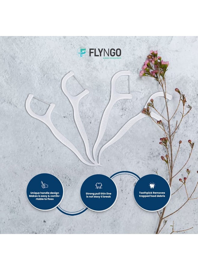 FLYNGO مجموعة فلينجو 3 في 1 لتنظيف الأسنان خيوط تنظيف الأسنان أعواد أسنان بلاستيكية لأسنان نظيفة وتنفس منعش ولثة صحية، مجموعة 50 قطعة (أبيض) - Image 3