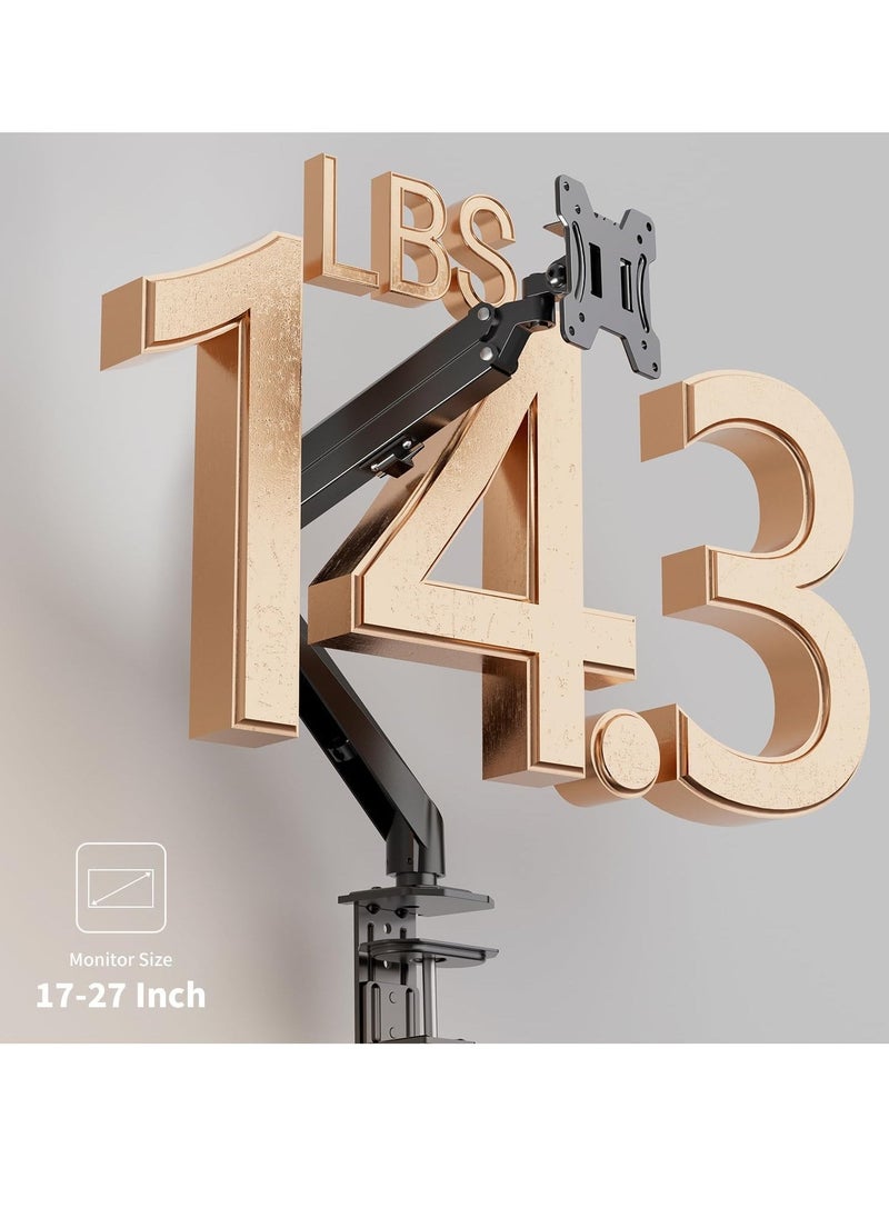 ELTRAZONE Single Monitor Mount – Gas Spring Monitor Arm with Full Motion, Adjustable Mount, VESA Bracket, Fits 17 to 27 Inch Monitors, Holds up to 14.3 lbs - Image 4