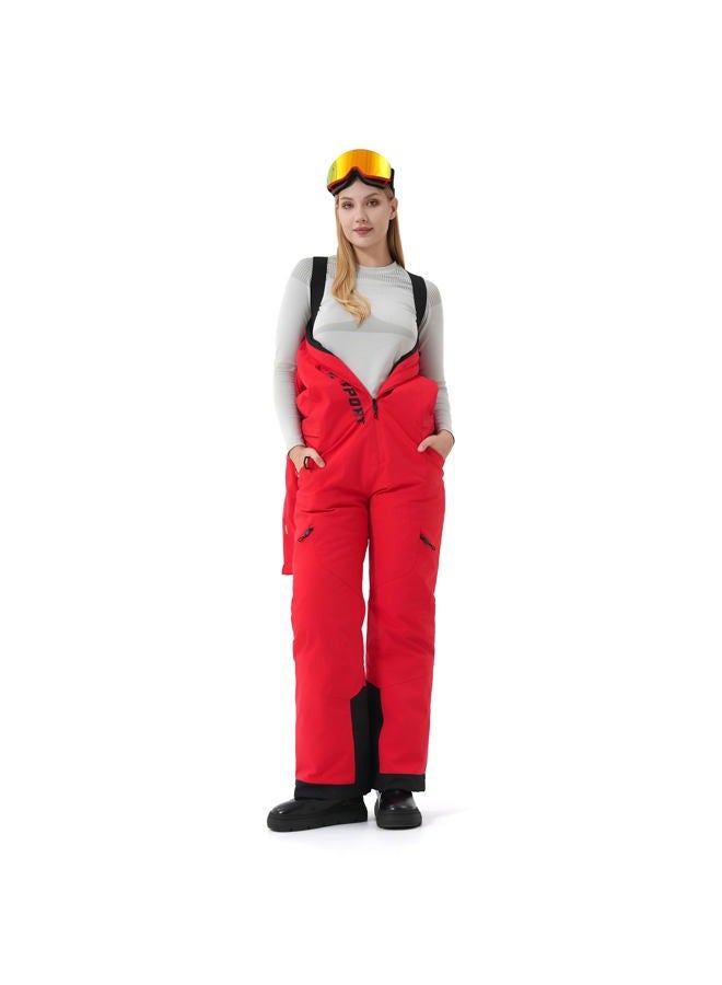 MOUS ONE Women One Pieces Ski Suits Waterproof Warm Insulated Ski Jumpsuit Removable Hood Snowsuit for Snow Sport, Red, L - Image 4