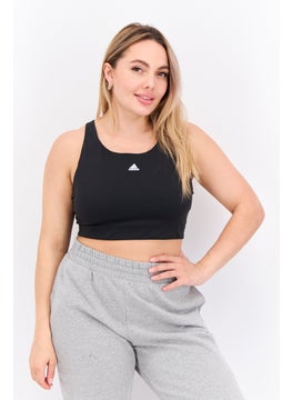Adidas Women Brand Logo Padded Sports Bra, Black  - Image 1
