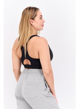 Adidas Women Brand Logo Padded Sports Bra, Black  - Image 3