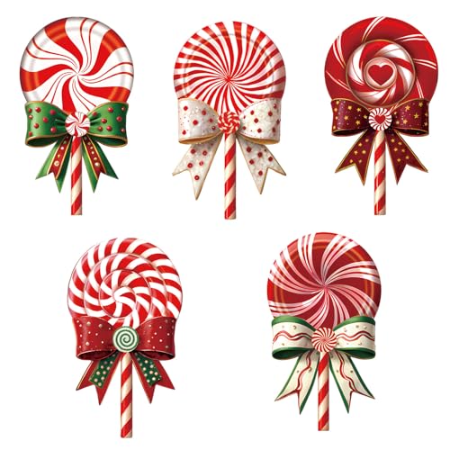 BoGlowHaven Outdoor Christmas Decorations Jumbo 24 Inch Lollipop Yard Signs 5ct with 20 Stakes 10 Fiberglass and 10 Metal Waterproof Holiday Christmas Decorations for and Garden Waterproof - Image 5