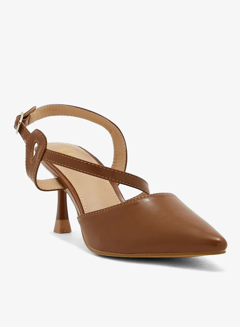 ELLA Shiny Asymetric Strap Pointed Pump