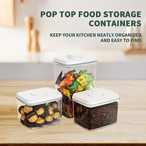 Tourdeus Pop Top Food Storage Containers, 3-Piece Pantry Containers with Lids Airtight, BPA Free Pop Containers for Food Storage, 2 * 1.3Qt+2.9Qt - Image 2