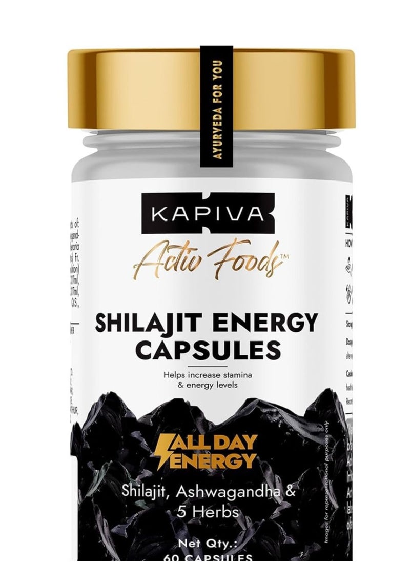 Kapiva Kapiva Shilajit/Shilajeet Energy 60 Capsules | Made with 100% Pure Shilajit | For All Day Energy & Stamina | With Ashwagandha,Gokshura | 100% Ayurvedic  - Image 1