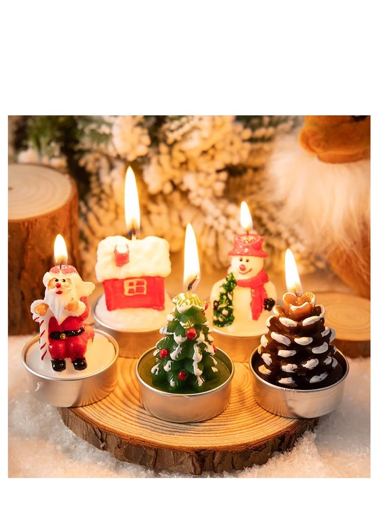 Christmas Candles Smokeless Christmas Tea Lights Christmas Decoration Tealights Including Xmas Tree, Santa Claus, Snowman, House and Pinecones Shaped Candles (Pinecone) - Image 5
