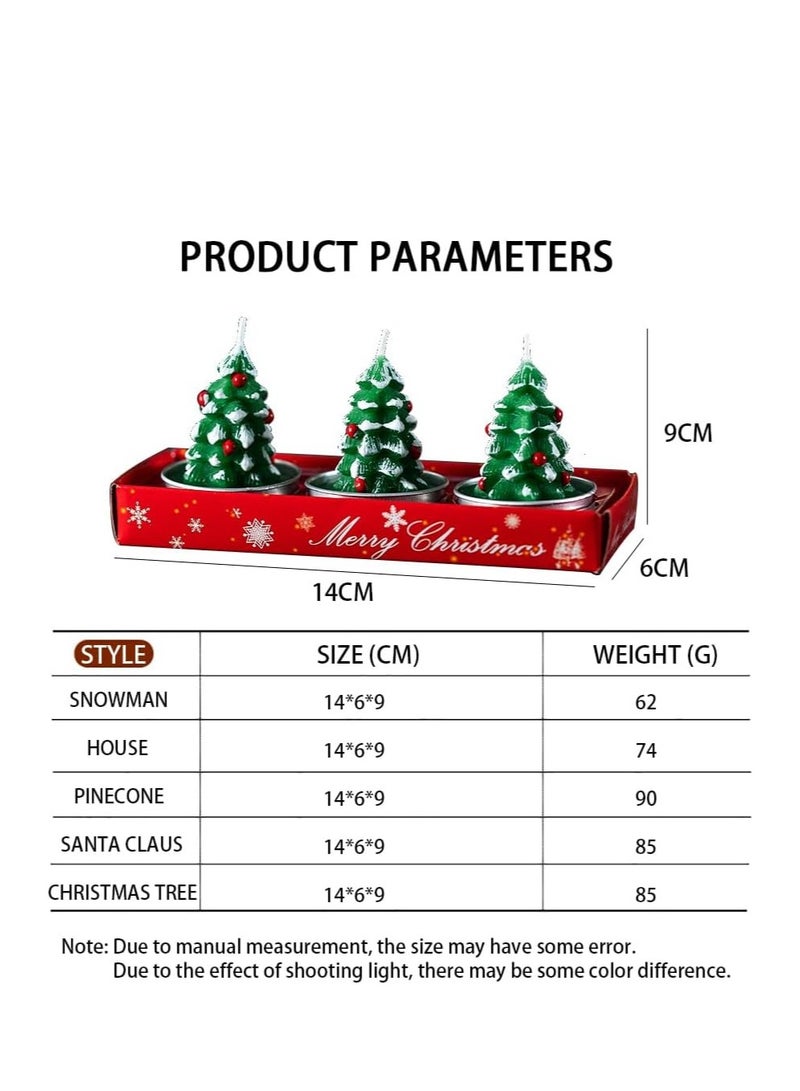 Christmas Candles Smokeless Christmas Tea Lights Christmas Decoration Tealights Including Xmas Tree, Santa Claus, Snowman, House and Pinecones Shaped Candles (Pinecone) - Image 2