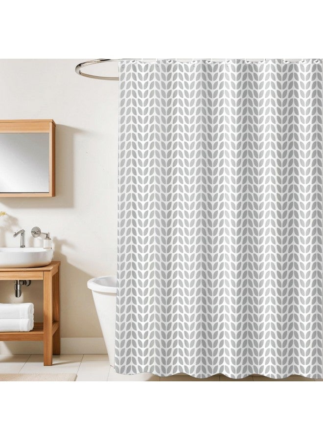 HOMETHREADS HOMETHREADS Embrace Luxury with Our 6-Feet Long Premium Polyester Shower Curtain with 12 Hooks for a Lavish Bathroom Ambiance | Stylish, Splendid, and Perfectly Sized (Grey_Leaf, 180x180cm)  - Image 1