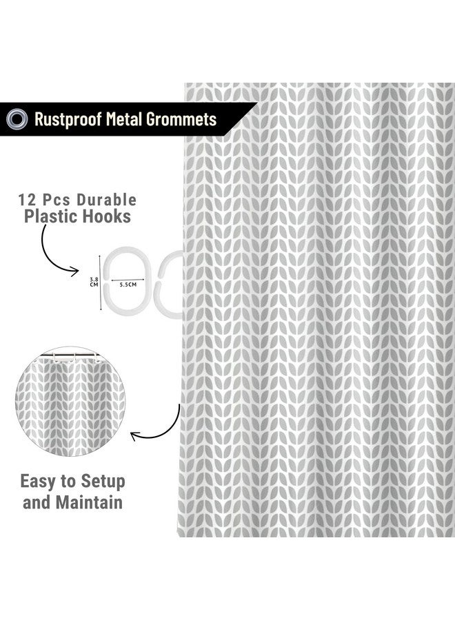 HOMETHREADS HOMETHREADS Embrace Luxury with Our 6-Feet Long Premium Polyester Shower Curtain with 12 Hooks for a Lavish Bathroom Ambiance | Stylish, Splendid, and Perfectly Sized (Grey_Leaf, 180x180cm)  - Image 3