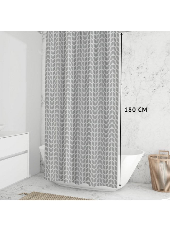 HOMETHREADS HOMETHREADS Embrace Luxury with Our 6-Feet Long Premium Polyester Shower Curtain with 12 Hooks for a Lavish Bathroom Ambiance | Stylish, Splendid, and Perfectly Sized (Grey_Leaf, 180x180cm)  - Image 2
