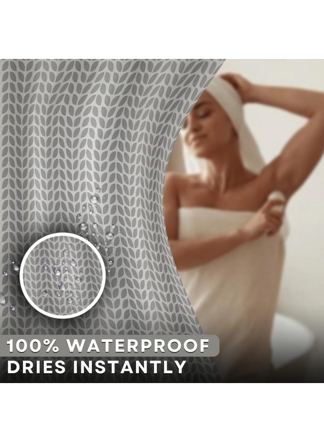 HOMETHREADS HOMETHREADS Embrace Luxury with Our 6-Feet Long Premium Polyester Shower Curtain with 12 Hooks for a Lavish Bathroom Ambiance | Stylish, Splendid, and Perfectly Sized (Grey_Leaf, 180x180cm)  - Image 5