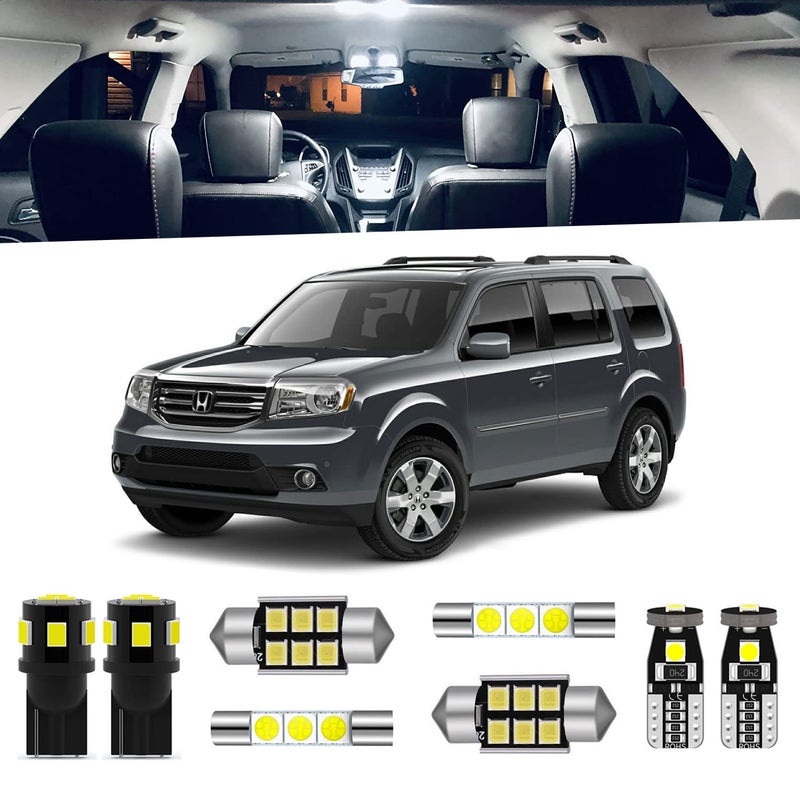 ENDPAGE 17Pieces Pilot LED Interior Light Kit for Honda Pilot 2009 2010 2011 2012 2013 2014 2015 White 6000K Interior LED Lighting Package License Plate Lights Install Tool
