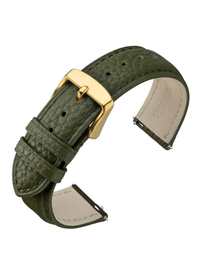 Cshangzei - Watch Band 16mm, Quick Release Textured Padded Leather Straps with Gold Buckle for Men and Women (Army Green) - Image 1