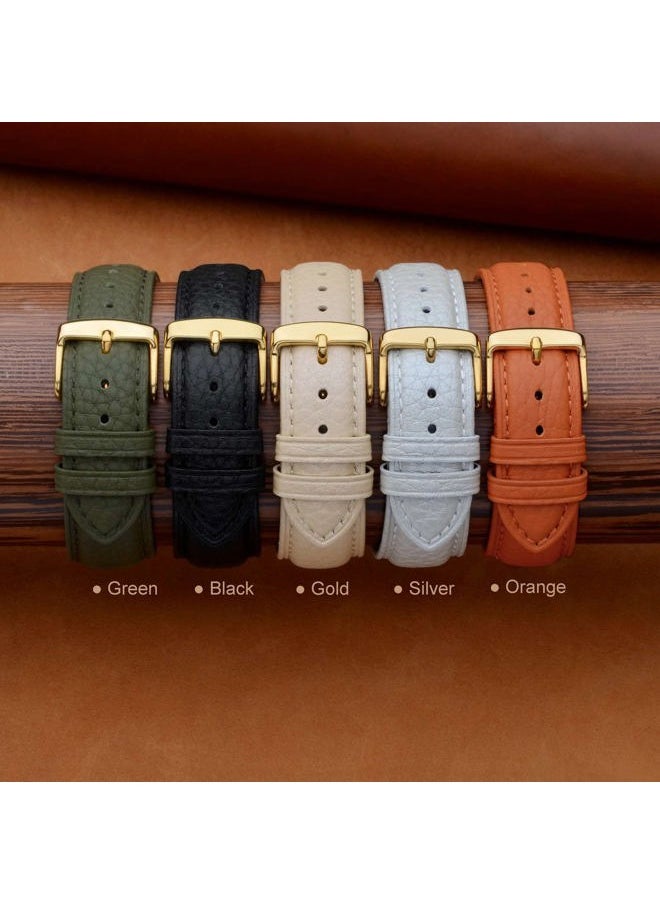 Cshangzei - Watch Band 16mm, Quick Release Textured Padded Leather Straps with Gold Buckle for Men and Women (Army Green) - Image 1