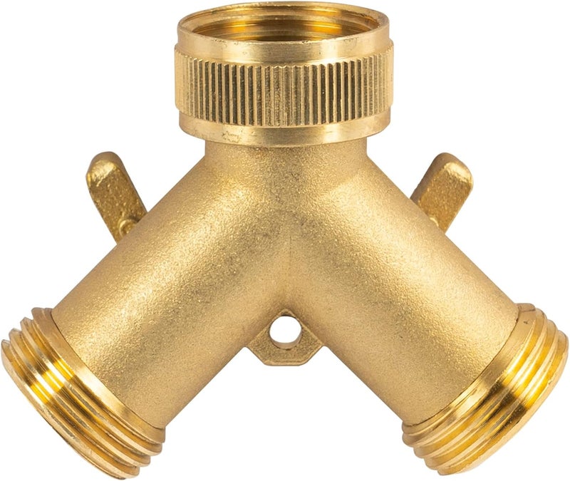 Hourleey Brass Garden Hose Splitter (2 Way), Solid Brass Hose Y Splitter 2 Valves with 2 Extra Rubber Washers (2 Pack) - Image 3