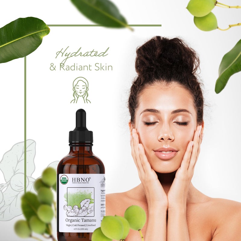 HBNO California Bottled Organic Tamanu Oil 4 oz (120ml) Value Size - USDA Certified Organic Tamanu Oil, Cold Pressed Carrier Oil for Face, Body, Lips, Nails, Shampoo & Conditioner - Image 5