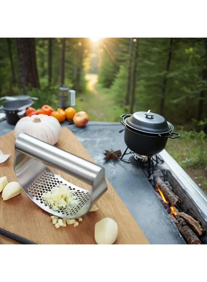 304 Stainless Steel Heavy Duty Garlic Press Crusher Easy Clean Compact Kitchen Tool - Image 5