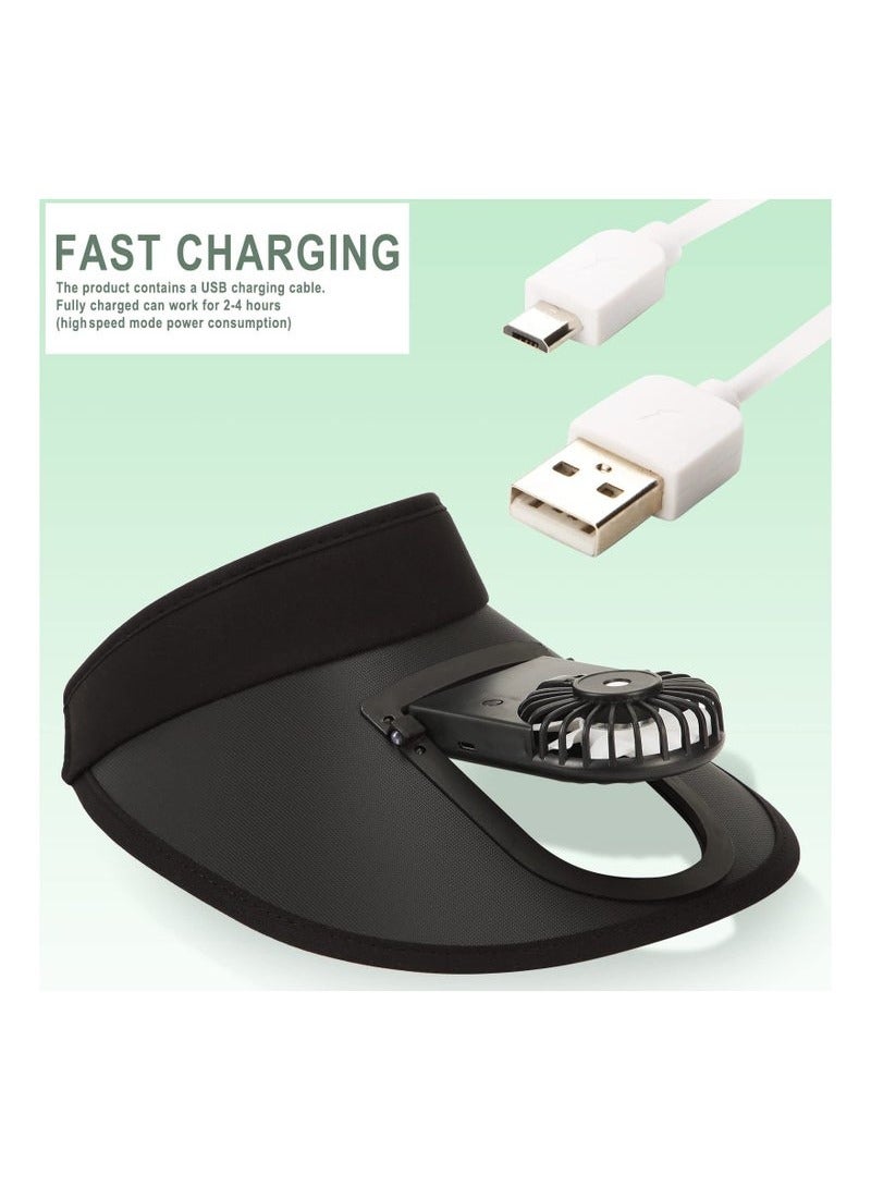 ويسترن قبعات واقية من الشمس مع مروحة، قبعة واقية من الشمس مع مروحة مدمجة 2 في 1، قبعة تبريد خارجية، قبعة مروحة محمولة، قبعة واقية من الشمس قابلة للتعديل مع 3 أوضاع درجة حرارة للسفر للنساء بعامل حماية من أشعة الشمس 50+ - Image 2