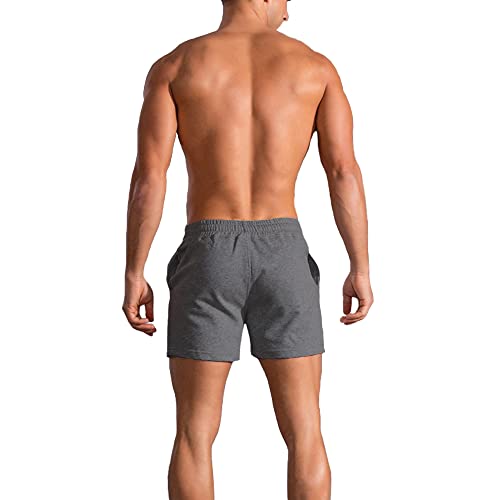 palglg Mens Bodybuilding Workout Shorts 5" Inseam with Pockets PLN Deep Grey M - Image 2