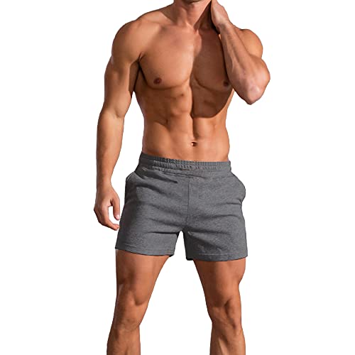 palglg Mens Bodybuilding Workout Shorts 5" Inseam with Pockets PLN Deep Grey M - Image 1