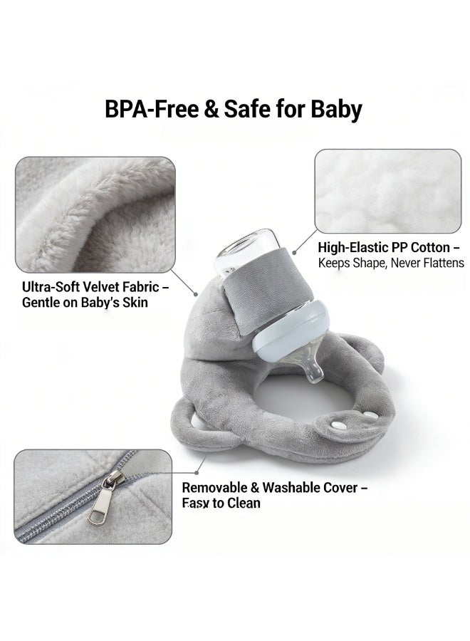CESETH Newborn Self Feeding Pillow Infant Feeding Cushion Organic Cotton Breastfeeding Support Bottle Holder Stand Pediatric Recommended Baby Nursing Pillow Hands-Free Feeding Lounger For 0-3 3-6 Months - Image 4