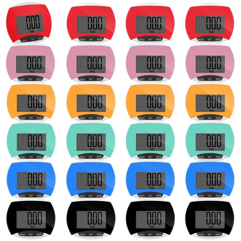 Copkim 24 Pcs Pedometer for Walking Bulk LCD Step Counter with Calories Burned Portable Accurately Step Tracker for Women Man Adults Jogging Hiking Running Walking(Mixed Colors) - Image 1