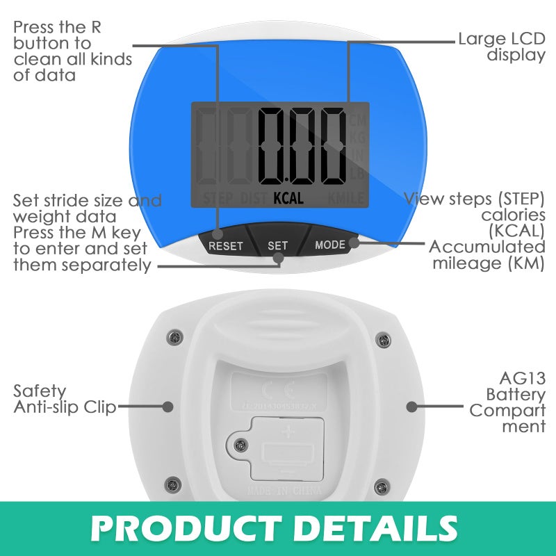 Copkim 24 Pcs Pedometer for Walking Bulk LCD Step Counter with Calories Burned Portable Accurately Step Tracker for Women Man Adults Jogging Hiking Running Walking(Mixed Colors) - Image 3