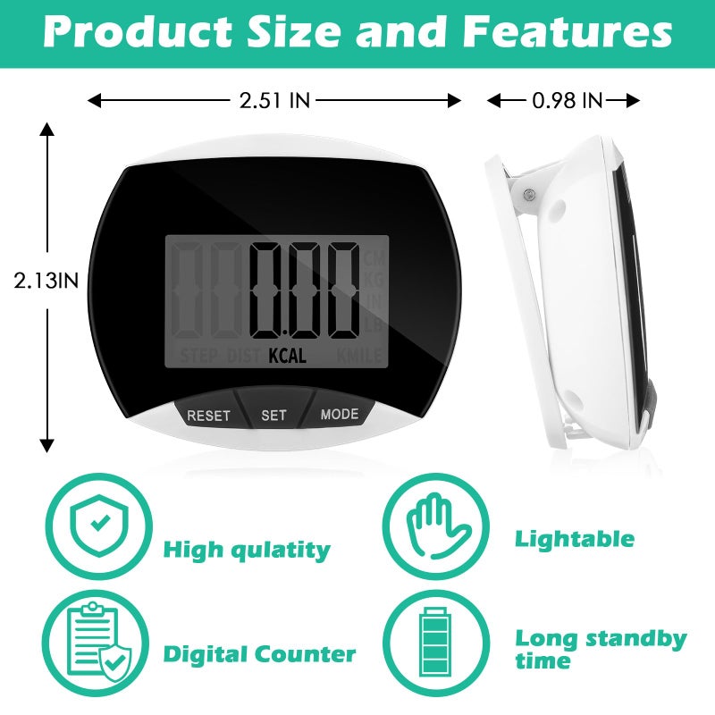 Copkim 24 Pcs Pedometer for Walking Bulk LCD Step Counter with Calories Burned Portable Accurately Step Tracker for Women Man Adults Jogging Hiking Running Walking(Mixed Colors) - Image 2