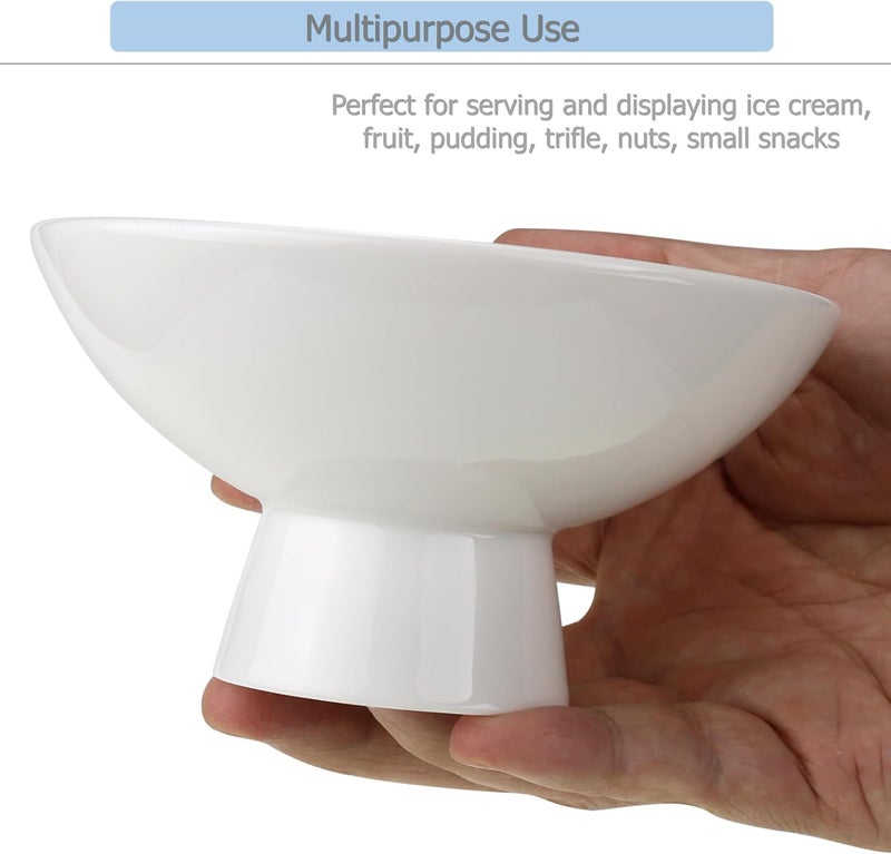 EIKS EIKS Ceramic Dessert Bowls for Serving  Displaying Ice Cream Fruit Pudding Trifle Nuts Small Snacks Short Foot  - Image 2