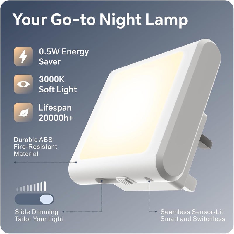 Baytion 0.5W Sensor Night Light Square - Dimmable Warm Yellow Light Plug-In for Home - Image 3