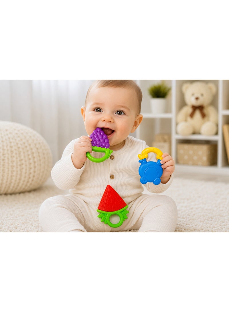 3-Piece Baby Silicone Teether Set for Ages 3+ Months – Sensory Development & Gentle Gum Relief - Image 1