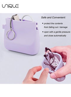 Unique Silicone Headphone Organizer,Silicone Headphone Organizer Wired Earbud Case Pouch, Portable Data Cable Organizer Case, Silicone Coin Purse Pouch Change Holder for Women and Men (Purple)  - Image 3
