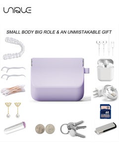 Unique Silicone Headphone Organizer,Silicone Headphone Organizer Wired Earbud Case Pouch, Portable Data Cable Organizer Case, Silicone Coin Purse Pouch Change Holder for Women and Men (Purple)  - Image 5