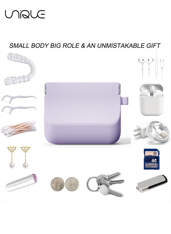 Unique Silicone Headphone Organizer,Silicone Headphone Organizer Wired Earbud Case Pouch, Portable Data Cable Organizer Case, Silicone Coin Purse Pouch Change Holder for Women and Men (Purple)  - Image 5