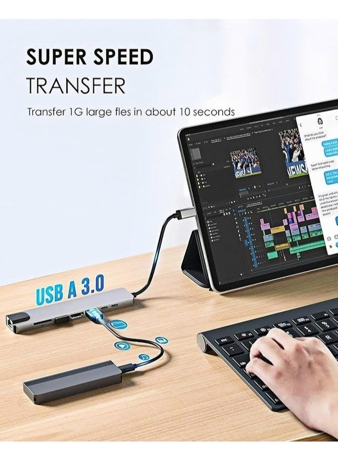 بريناوكي موزع USB C، محول متعدد المنافذ 8 في 1 مع منفذ HDMI 4K/ توصيل طاقة PD/ USB-C/ايثرنت/2 قارئ بطاقات USB/SD/TF متوافق مع ماك بوك برو/لينوفو/ديل/اتش بي/اكس بي اس وغيرها من الاجهزة من النوع سي  - Image 4