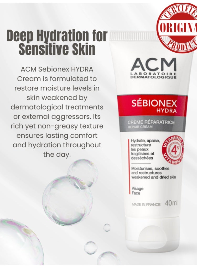 اكم لابرتوري ديرماتولوجيك إيه سي إم سيبيونيكس هيدرا كريم مرطب مرمم 40 مل – كريم ترطيب للبشرة الحساسة أو المتأثرة بعلاجات حب الشباب، يعيد الراحة والتوازن للبشرة - Image 2
