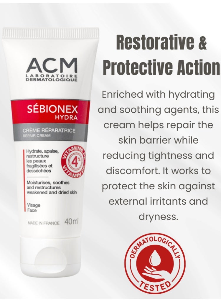 اكم لابرتوري ديرماتولوجيك إيه سي إم سيبيونيكس هيدرا كريم مرطب مرمم 40 مل – كريم ترطيب للبشرة الحساسة أو المتأثرة بعلاجات حب الشباب، يعيد الراحة والتوازن للبشرة - Image 3