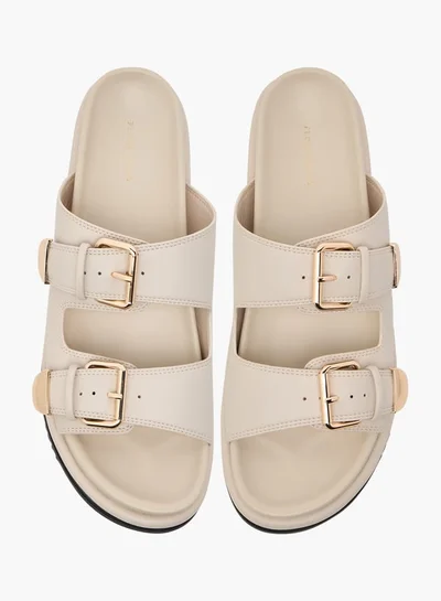 Flora Bella By Shoexpress Solid Slides with Buckle Accent