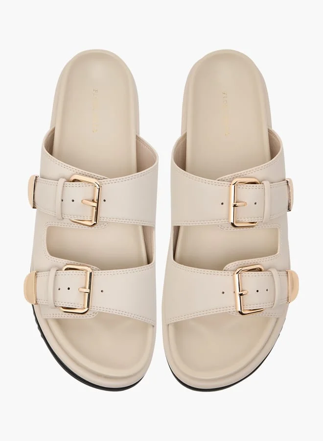 Flora Bella By Shoexpress Solid Slides with Buckle Accent
