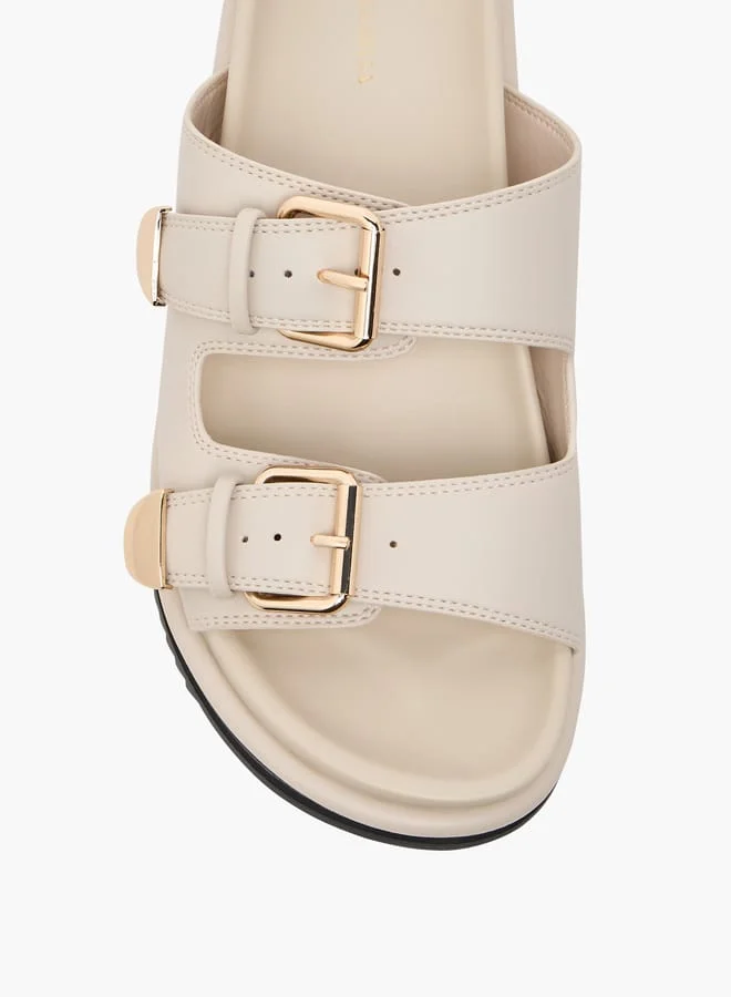 Flora Bella By Shoexpress Solid Slides with Buckle Accent