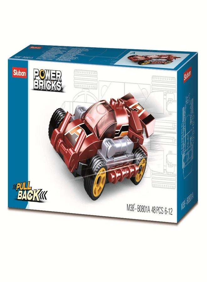 Sluban Non-Toxic ABS Power Bricks Theme Pull Back Car Block Bricks Toys Lego Compatible, Construction Set - 48 Pieces (M38-B0801, Multicolour) (48 pieces) - Image 1