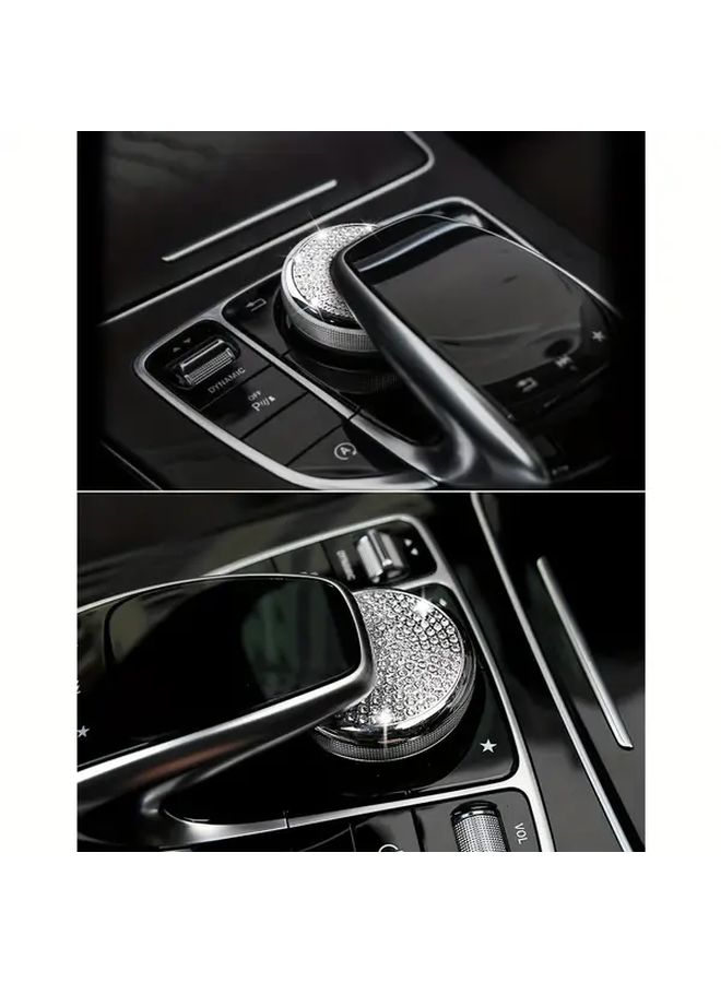 White Rhinestone Center Console Knob Cover For Mercedes Glc260 C Class Elegant Interior Accessory - Image 1