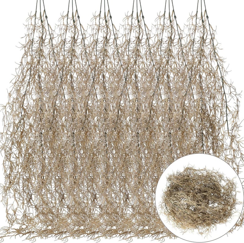 Giegxin 12 Pack Spanish Moss 41" Faux Greenery Moss Artificial Succulent Plants Fake Vines Moss Hanging Plants for Potted Plants Artificial Hanging Moss Garland for Indoor Outdoor(Brown) - Image 1