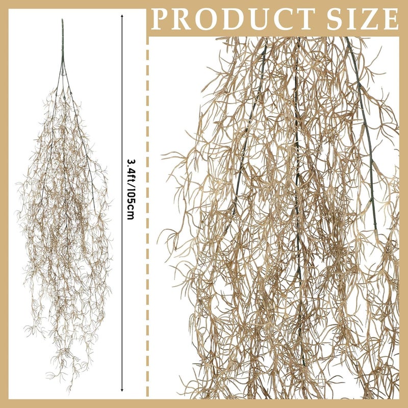 Giegxin 12 Pack Spanish Moss 41" Faux Greenery Moss Artificial Succulent Plants Fake Vines Moss Hanging Plants for Potted Plants Artificial Hanging Moss Garland for Indoor Outdoor(Brown) - Image 3