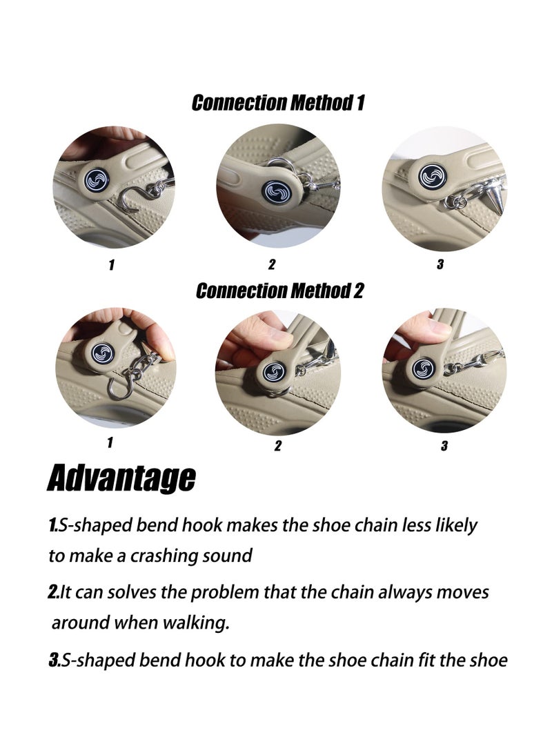 Excefore Croc Chain 2 Pcs Goth Shoe Chains for Croc Accessories, Punk Rivet Cone Spike Charms Chain for Shoes Decoration Sandals for Women Girls Man Party Favors Birthday Gifts - Image 4