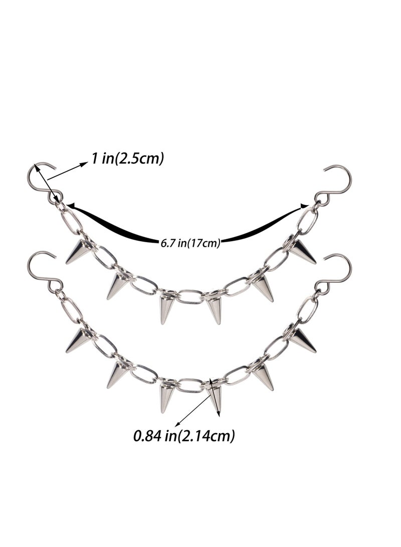 Excefore Croc Chain 2 Pcs Goth Shoe Chains for Croc Accessories, Punk Rivet Cone Spike Charms Chain for Shoes Decoration Sandals for Women Girls Man Party Favors Birthday Gifts - Image 5