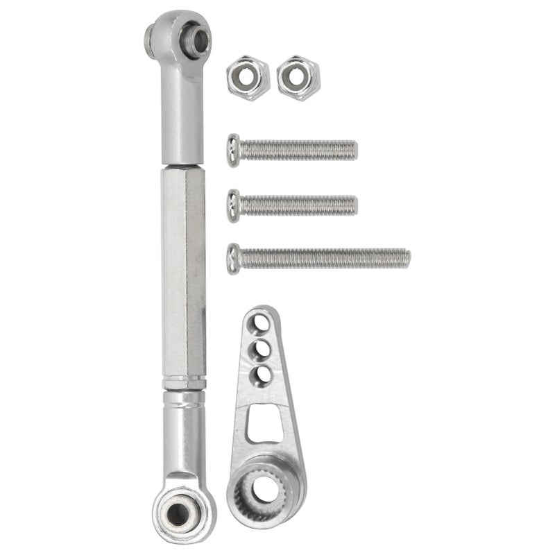 1:12 Steering Linkage Kit Aluminium Alloy Link Pull Rod RC Accessory for MN86K RC CarSilver - Image 2