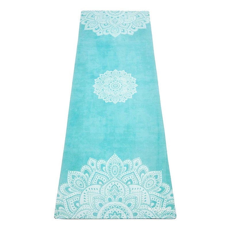 YOGA DESIGN LAB | Travel Yoga Mat | 2-in-1 Mat+Towel | Lightweight, Foldable, Eco Luxury | Includes Carrying Strap! (Mandala Turquoise, 1.5mm) - Image 1