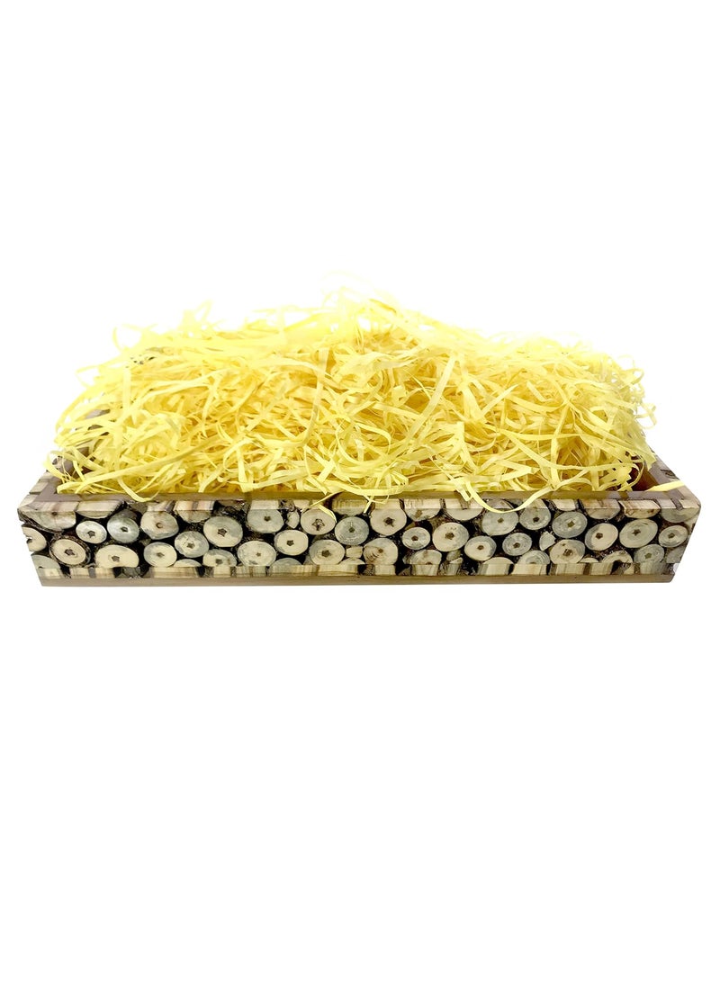 ECO SARRAS Eco Sarras thin shredded paper crinkle paper grass strips gift tray decoration gift hamper decorations gift box fillers wedding birthday valentines day gift 200 Grams Yellow  - Image 3
